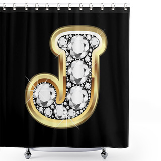 Personality  J Gold And Diamonds Bling Shower Curtains