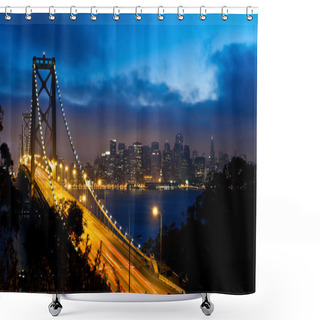 Personality  Bay Bridge And San Francisco City View At Night Shower Curtains