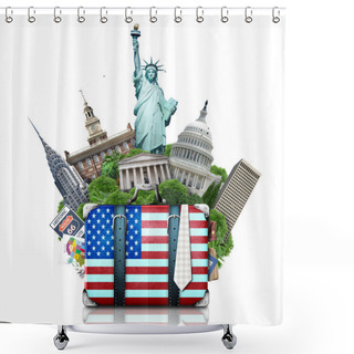 Personality  USA, Landmarks USA, Suitcase And New York Shower Curtains