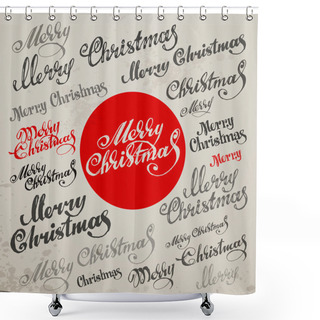 Personality  Merry Christmas Vector Calligraphic Lettering Shower Curtains
