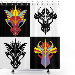 Personality  Dragon Mask Set Shower Curtains