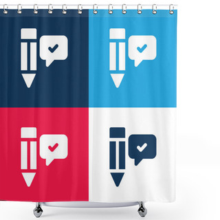 Personality  Agree Blue And Red Four Color Minimal Icon Set Shower Curtains