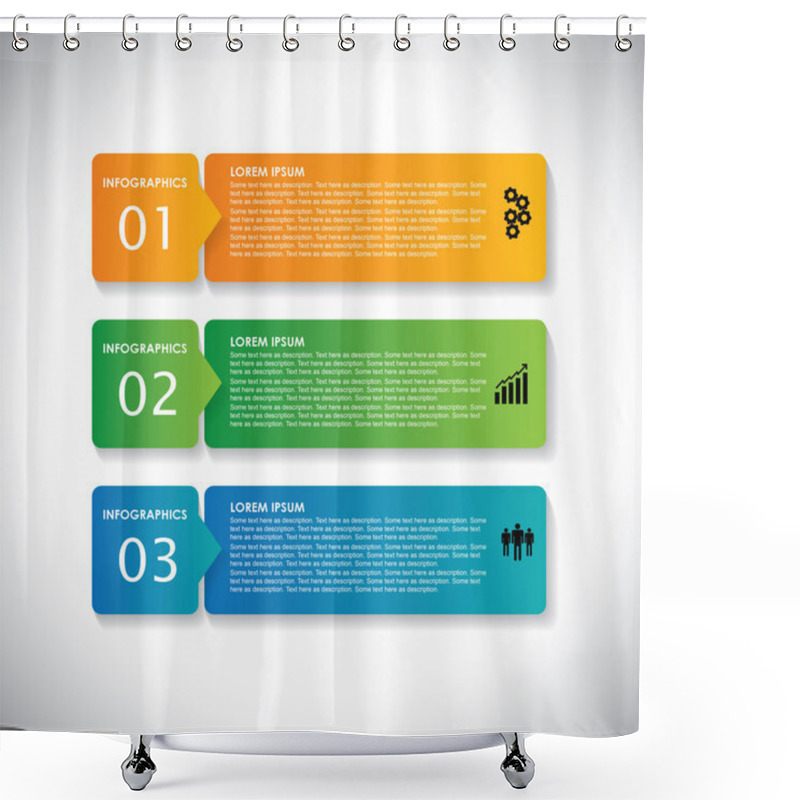 Personality  colorful labels with sequence of steps - vector infographic ban shower curtains