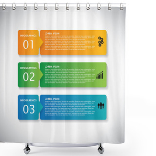 Personality  Colorful Labels With Sequence Of Steps - Vector Infographic Ban Shower Curtains