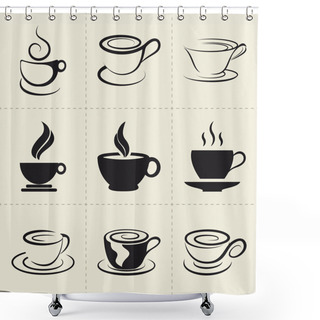 Personality  Coffee Icons Set, Also As Emblem, Such A Logo Shower Curtains