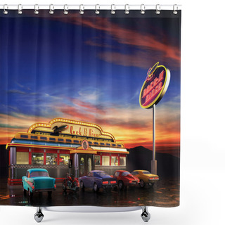 Personality  American Diner Shower Curtains