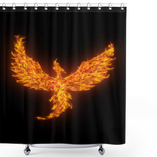 Personality  Burning Phoenix Isolated Over Black Background Shower Curtains