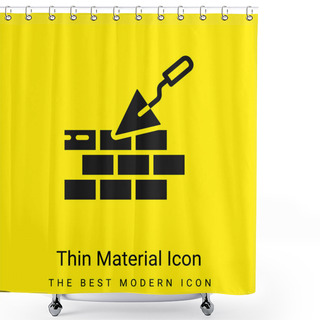 Personality  Brickwall Minimal Bright Yellow Material Icon Shower Curtains