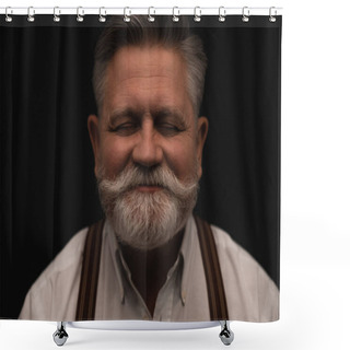 Personality  Smiling Bearded Senior Man Isolated On Black Shower Curtains