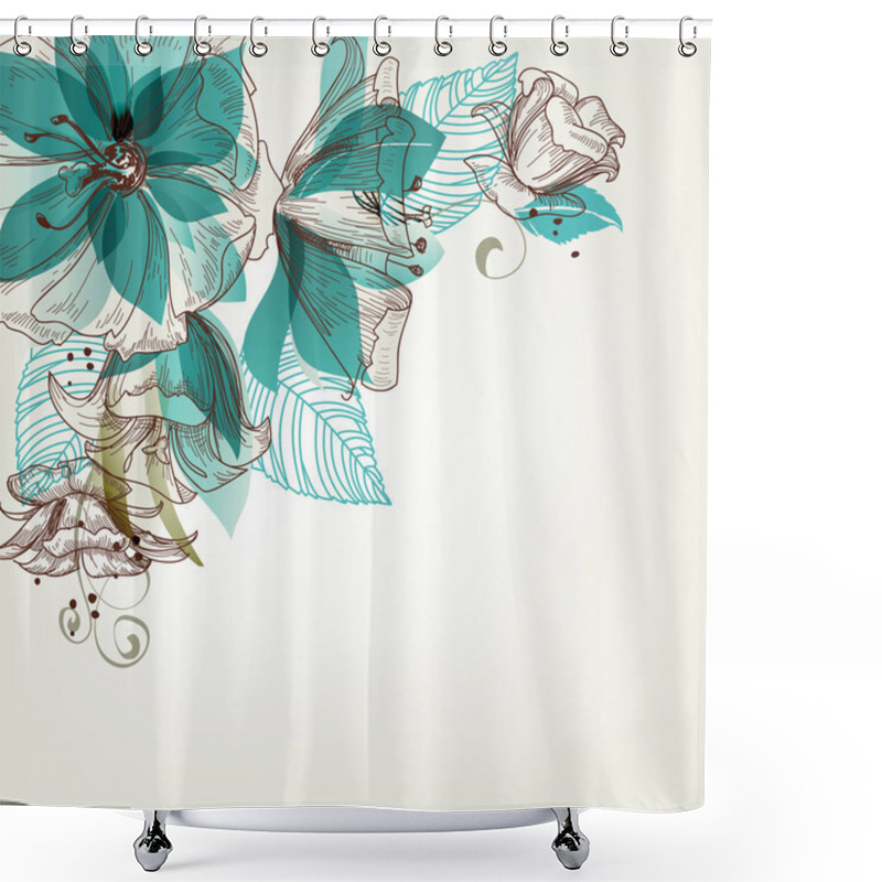 Personality  Retro flowers vector illustration shower curtains