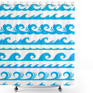 Personality  Seamless Ocean Wave Set Shower Curtains