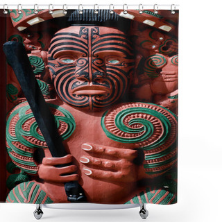 Personality  Traditional Maori Toi Whakairo (art Carving) A A Mori Traditional Art Of Carving In Wood, Stone Or Bone. Shower Curtains