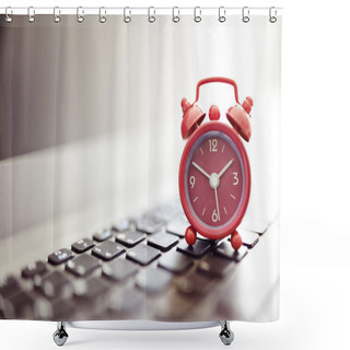 Personality  Alarm Clock On Laptop Shower Curtains