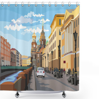 Personality  Colorful Vector ST Petersburg 4 Shower Curtains