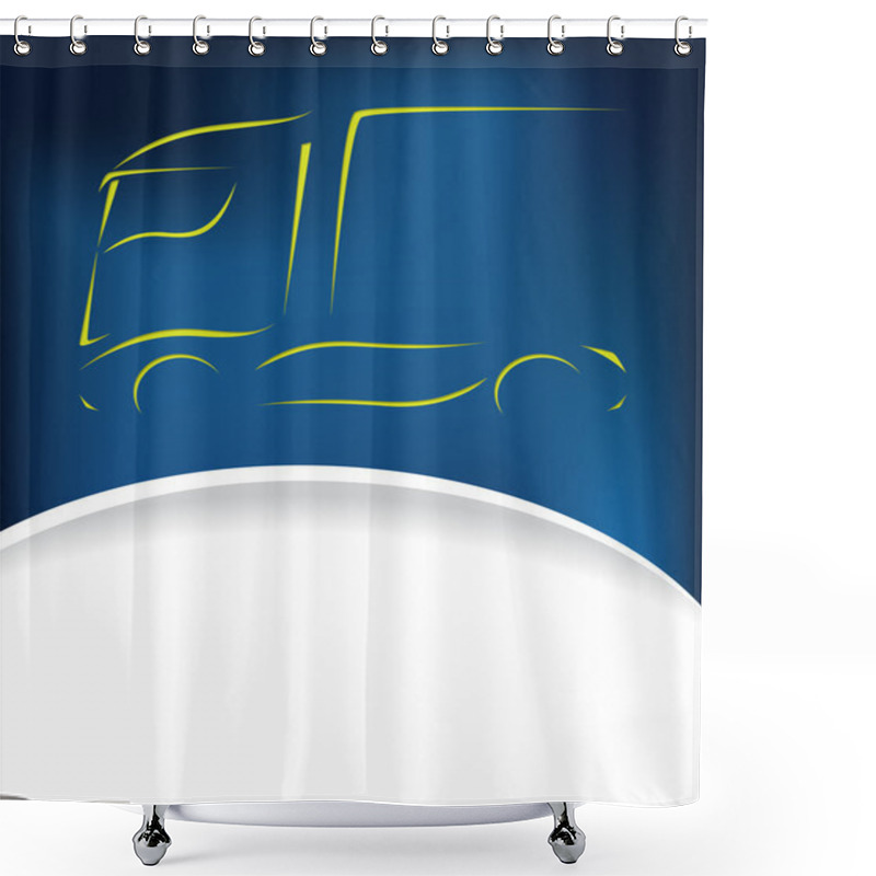 Personality  Truck Silhouette Design On Blue Background Shower Curtains
