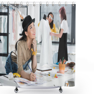 Personality  Asian Fashion Designer Working  Shower Curtains