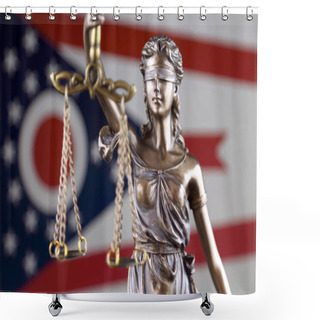Personality  Symbol Of Law And Justice With Ohio State Flag. Close Up. Shower Curtains