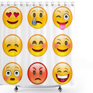 Personality  Set Of Cartoon Emoticons Shower Curtains