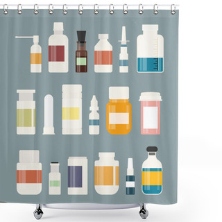 Personality  Medicine Bottles Collection Shower Curtains