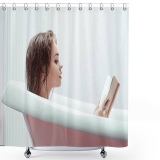 Personality  Woman Reading Book In Bath Tube Shower Curtains