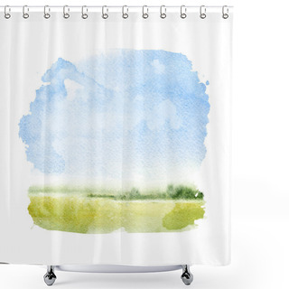 Personality  Watercolor Illustration Of A Summer Landscape Shower Curtains