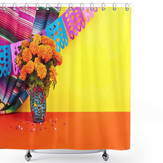Personality  Day Of The Dead, Dia De Los Muertos Celebration Background Shower Curtains