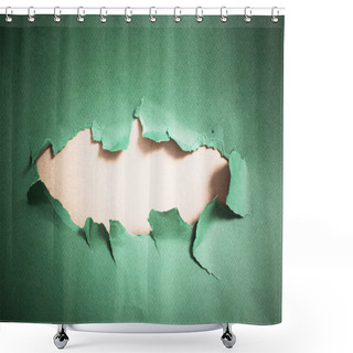 Personality  Hole In Green Paper, Abstract Background Shower Curtains