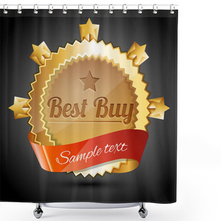 Personality  Vector Golden Sale Badge - Best Buy Shower Curtains