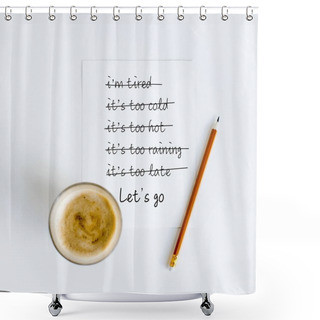 Personality  Coffee On Paper With Pencil Shower Curtains