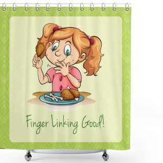 Personality  Girl Eating Fried Chicken Shower Curtains