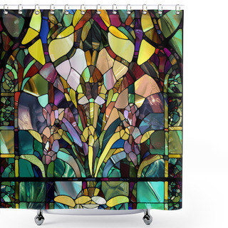 Personality  Sharp Stained Glass Series. Composition Of Abstract Color Glass Patterns On The Subject Of Chroma, Light And Pattern Perception, Geometry Of Color And Design. Shower Curtains