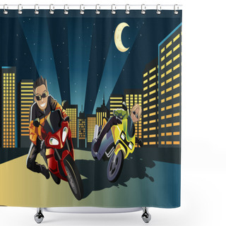 Personality  Motorcycle Racers Shower Curtains