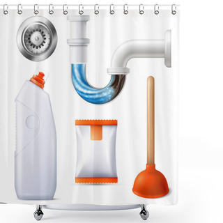 Personality  Drain Cleaner Icon Set Shower Curtains