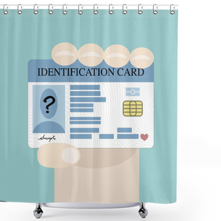 Personality  Hand Holding Id Card Shower Curtains