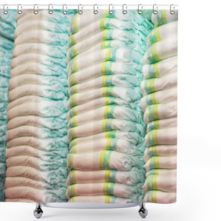 Personality  Children's Diapers Stacked In A Piles In The Child Room Shower Curtains