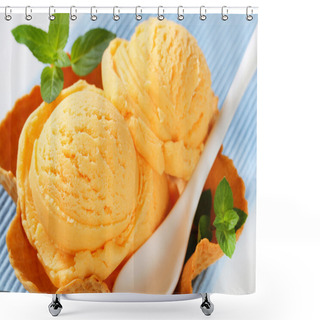 Personality  Orange Sherbet In A Waffle Basket Shower Curtains