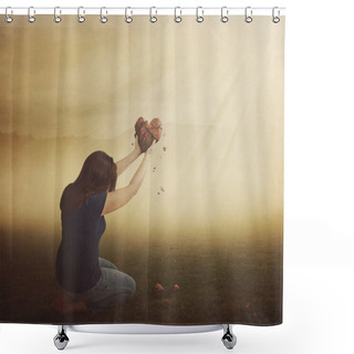 Personality  Woman With Broken Heart. Shower Curtains