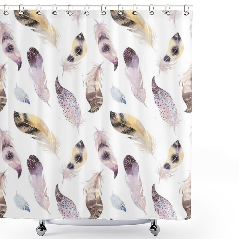 Personality  Watercolor Feathers Pattern Shower Curtains