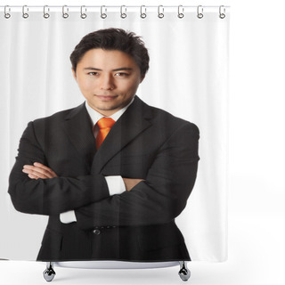 Personality  Businessman In Orange Tie And Suit Shower Curtains