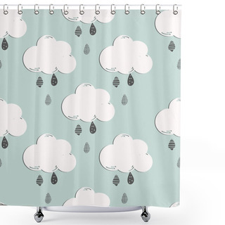 Personality   Cute Seamless Pattern With Raining Clouds.  Shower Curtains