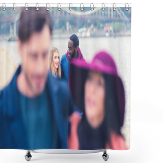 Personality  Pleasant Stroll On River Beach Shower Curtains