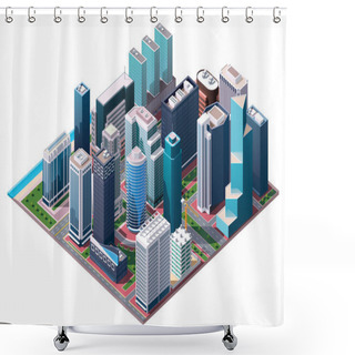 Personality  Vector Isometric City Center Map Shower Curtains