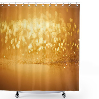 Personality  Bokeh Christmas Background With Golden Glitter Shower Curtains
