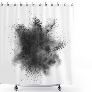 Personality  Black Powder Explosion Isolated On White Shower Curtains