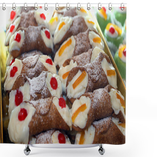 Personality  Sicilian Cannoli With Custard And Cherries Or Candied Fruit Shower Curtains