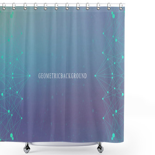 Personality  Graphic Abstract Background Communication. Big Data Visualization. Perspective Backdrop With Connected Lines And Dots. Social Networking. Illusion Of Depth. Vector Illustration. Shower Curtains