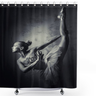 Personality  Lovely Ballerina, Black And White Photo Shower Curtains