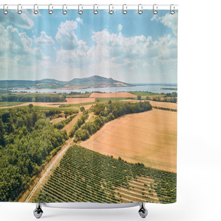Personality  Aerial View Of Fields, River And Mountains, Czech Republic Shower Curtains