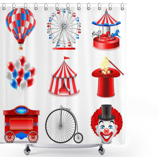 Personality  Circus Icons Vector Set Shower Curtains