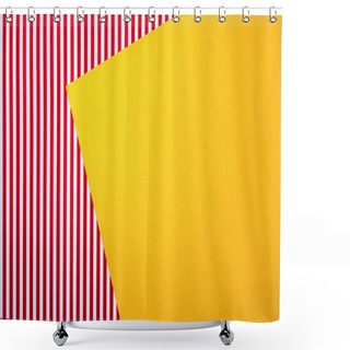 Personality  Top View Of Red Striped And Yellow Dotted Templates For Background Shower Curtains